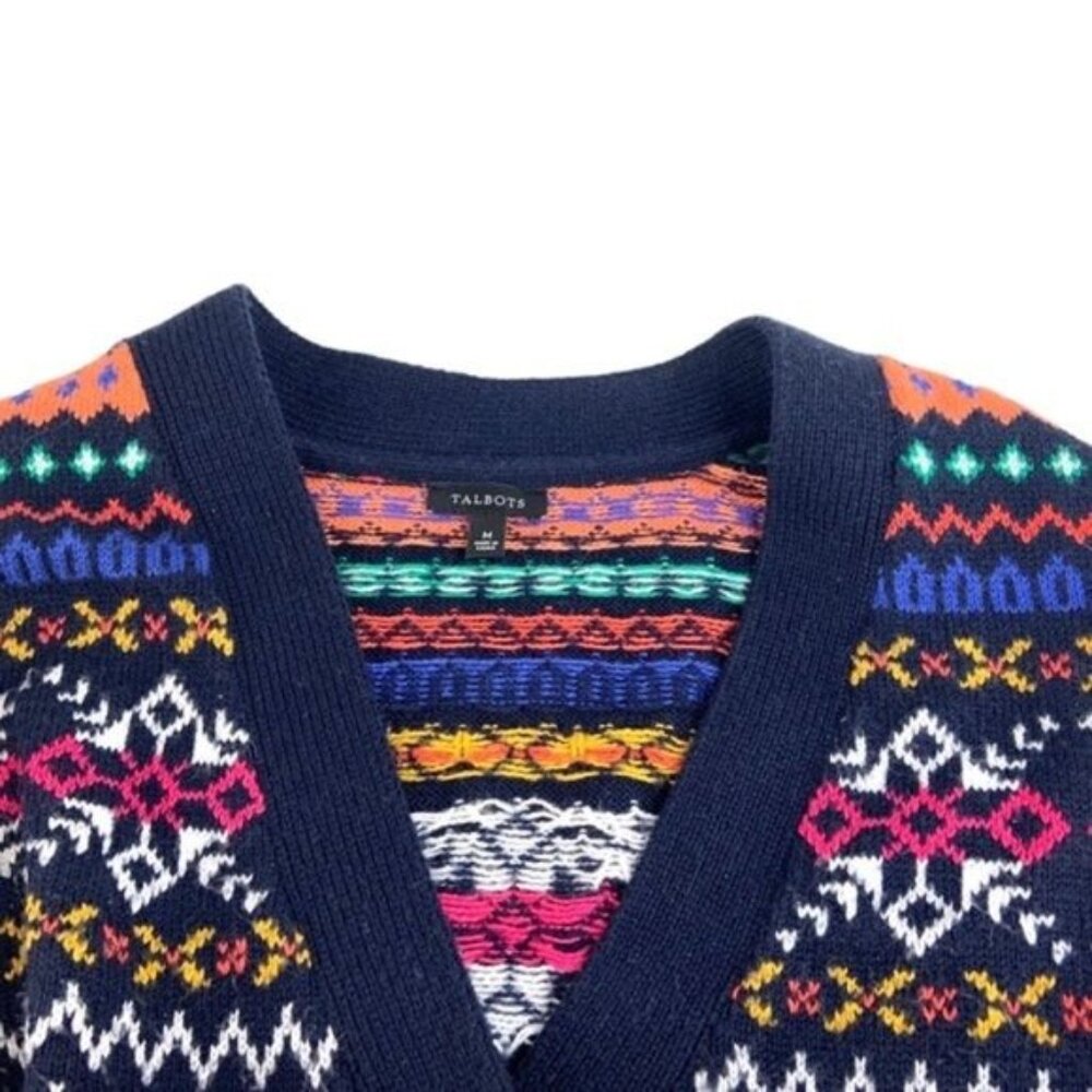 Talbots Fair Isle Button Front Cardigan - Picture 3 of 6